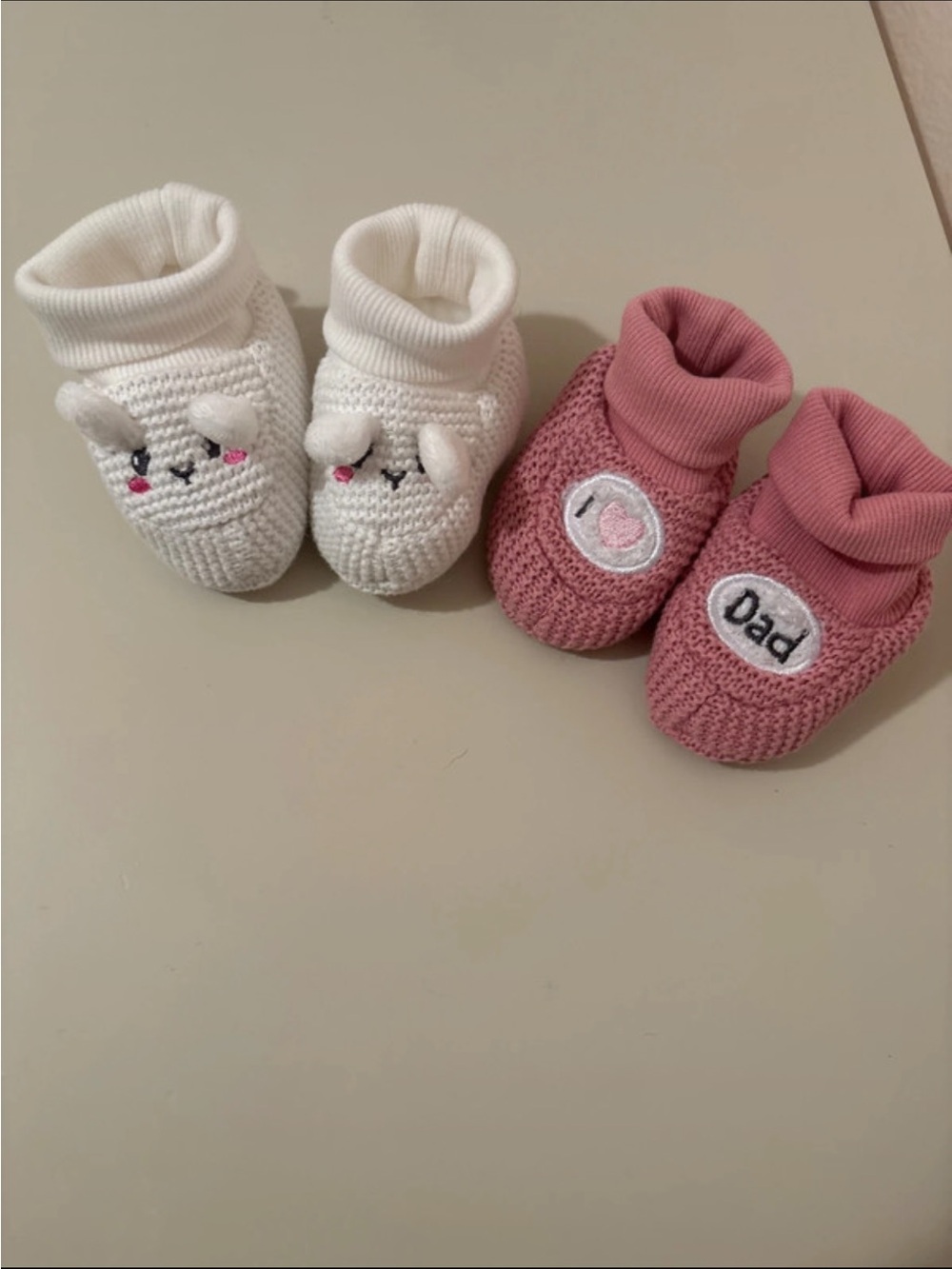 Baby Knit Booties - White & Pink Cozy Socks for Kids